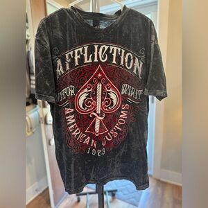 Affliction Black, Grey and Red Graphic Tee